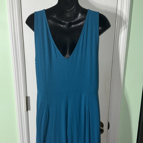 Eileen Fisher Jewel Bateau Neck Jersey Knit Knee Length Asymmetric Dress Size L - Picture 6 of 8